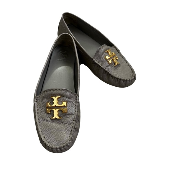 Tory Burch French Gray Everly Driver Tumbled Leather - Picture 2 of 4